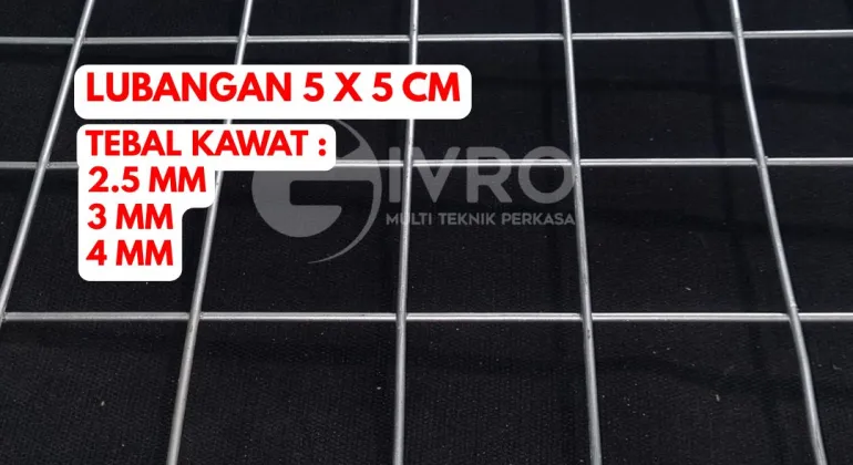 Kawat Ram Mesh Lembaran Lubangan 5x5cm Tebal Kawat 2.5mm - 3mm dan 4mm